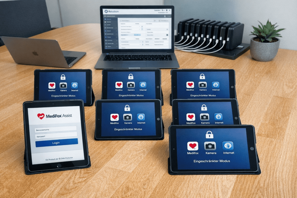 iPads im Kiosk-Modus, zentral per MDM verwaltet, eingerichtet für ein Unternehmen in Hannover
